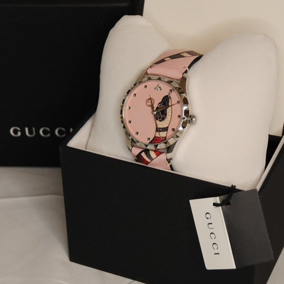 Gucci G-Timeless Snake Leather Strap Watch - Picture 1 of 8